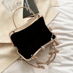 Women's Clutch Evening Bag Wristlet Clutch Bags PU Leather Party Bridal Shower Holiday Rhinestone Chain Large Capacity Waterproof Lightweight Solid Color Silver Black Gold