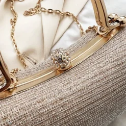 Women's Clutch Evening Bag Wristlet Clutch Bags PU Leather Party Bridal Shower Holiday Rhinestone Chain Large Capacity Waterproof Lightweight Solid Color Silver Black Gold