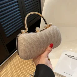 Women's Clutch Evening Bag Wristlet Clutch Bags PU Leather Party Bridal Shower Holiday Rhinestone Chain Large Capacity Waterproof Lightweight Solid Color Silver Black Gold