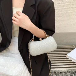 Women's Clutch Evening Bag Wristlet Clutch Bags PU Leather Party Bridal Shower Holiday Rhinestone Chain Large Capacity Waterproof Lightweight Solid Color Silver Black Gold
