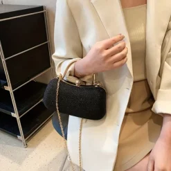 Women's Clutch Evening Bag Wristlet Clutch Bags PU Leather Party Bridal Shower Holiday Rhinestone Chain Large Capacity Waterproof Lightweight Solid Color Silver Black Gold