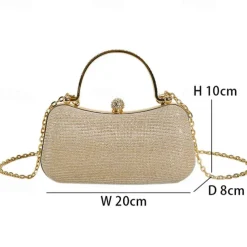 Women's Clutch Evening Bag Wristlet Clutch Bags PU Leather Party Bridal Shower Holiday Rhinestone Chain Large Capacity Waterproof Lightweight Solid Color Silver Black Gold
