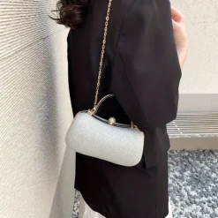 Women's Clutch Evening Bag Wristlet Clutch Bags PU Leather Party Bridal Shower Holiday Rhinestone Chain Large Capacity Waterproof Lightweight Solid Color Silver Black Gold
