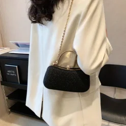 Women's Clutch Evening Bag Wristlet Clutch Bags PU Leather Party Bridal Shower Holiday Rhinestone Chain Large Capacity Waterproof Lightweight Solid Color Silver Black Gold