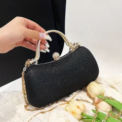 Women's Clutch Evening Bag Wristlet Clutch Bags PU Leather Party Bridal Shower Holiday Rhinestone Chain Large Capacity Waterproof Lightweight Solid Color Silver Black Gold