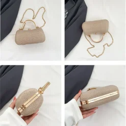 Women's Clutch Evening Bag Wristlet Clutch Bags PU Leather Party Bridal Shower Holiday Rhinestone Chain Large Capacity Waterproof Lightweight Solid Color Silver Black Gold