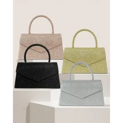 Women's Clutch Evening Bag Shoulder Bags Flap Bag Polyester Party Wedding Party Chain Large Capacity Multi Carry Solid Color Silver Black Champagne