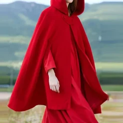 Women's Coat Cloak / Capes Hoodie Jacket Party Christmas Halloween Special Occasion Fall Winter Coat Windproof Warm Adorable Artistic / Retro Stylish Jacket Sleeveless Plain Oversize / Daily