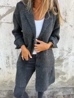 Women's Coat Outdoor Street Daily Wear Fall Winter Long Coat Regular Fit Thermal Warm Breathable Stylish Casual Jacket Long Sleeve Plain with Pockets Pink Brown Green