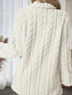 Women's Coat Outdoor Street Daily Wear Fall Winter Regular Coat Regular Fit Thermal Warm Breathable Stylish Casual Jacket Long Sleeve Solid Color with Pockets White Pink