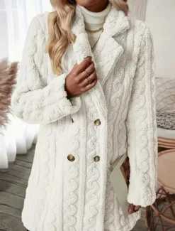 Women's Coat Outdoor Street Daily Wear Fall Winter Regular Coat Regular Fit Thermal Warm Breathable Stylish Casual Jacket Long Sleeve Solid Color with Pockets White Pink