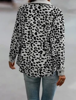 Women's Coat Outdoor Street Daily Spring Fall Regular Coat Regular Fit Windproof Breathable Stylish Casual Street Style Jacket Long Sleeve Leopard Print Army Green Green Apricot