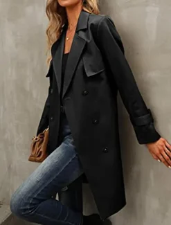 Women's Coat Outdoor Street Daily Wear Fall Winter Regular Coat Regular Fit Thermal Warm Breathable Stylish Casual Jacket Long Sleeve Plain with Pockets Black Army Green Red