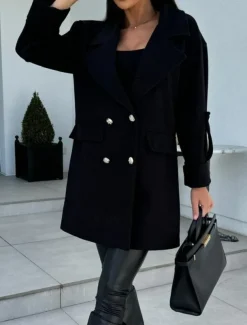 Women's Coat Trench Coat Street Daily Wear Vacation Fall Winter Long Coat Loose Fit Warm Stylish Casual Jacket Long Sleeve Solid Color with Pockets Black White Army Green