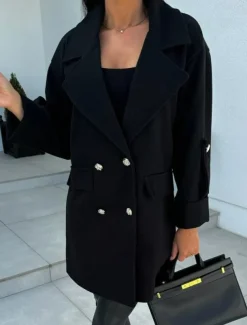 Women's Coat Trench Coat Street Daily Wear Vacation Fall Winter Long Coat Loose Fit Warm Stylish Casual Jacket Long Sleeve Solid Color with Pockets Black White Army Green