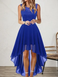 Women's Cocktail Party Dress Lace Dress Swing Dress Long Dress Maxi Dress Black Pink Wine Sleeveless Pure Color Lace Fall Spring Summer Crew Neck Fashion 2023 S M L XL XXL 3XL