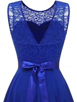 Women's Cocktail Party Dress Lace Dress Swing Dress Long Dress Maxi Dress Black Pink Wine Sleeveless Pure Color Lace Fall Spring Summer Crew Neck Fashion 2023 S M L XL XXL 3XL