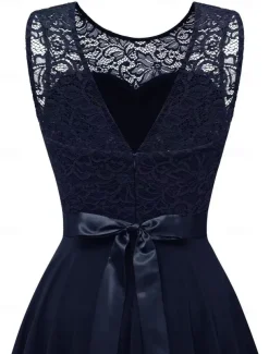 Women's Cocktail Party Dress Lace Dress Swing Dress Long Dress Maxi Dress Black Pink Wine Sleeveless Pure Color Lace Fall Spring Summer Crew Neck Fashion 2023 S M L XL XXL 3XL