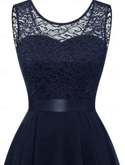 Women's Cocktail Party Dress Lace Dress Swing Dress Long Dress Maxi Dress Black Pink Wine Sleeveless Pure Color Lace Fall Spring Summer Crew Neck Fashion 2023 S M L XL XXL 3XL