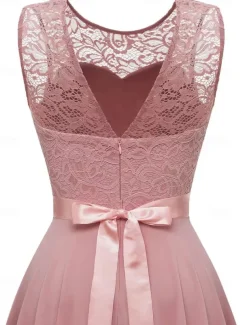 Women's Cocktail Party Dress Lace Dress Swing Dress Long Dress Maxi Dress Black Pink Wine Sleeveless Pure Color Lace Fall Spring Summer Crew Neck Fashion 2023 S M L XL XXL 3XL