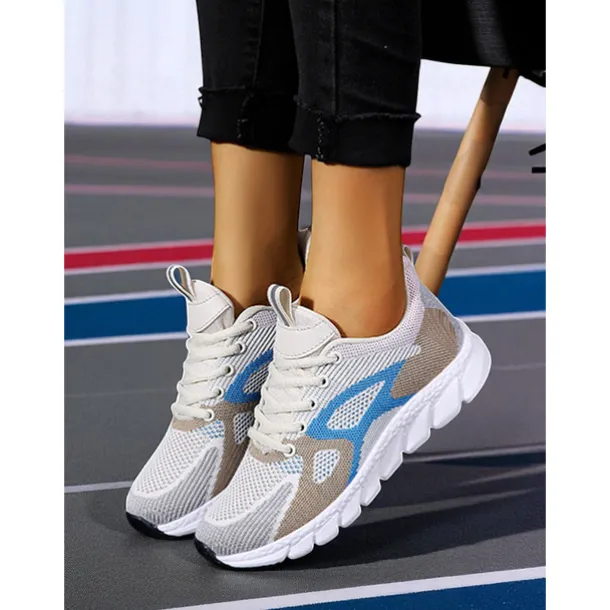 Women's Colorblock Flyknit Athletic Sneakers – Fashion Running Shoes for Gym Workouts, Park Jogging and Urban Athleisure Looks