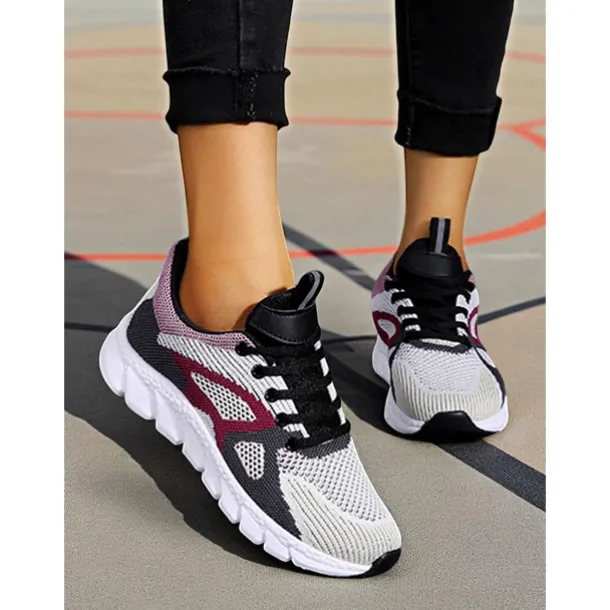Women's Colorblock Flyknit Athletic Sneakers – Fashion Running Shoes for Gym Workouts, Park Jogging and Urban Athleisure Looks