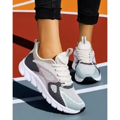 Women's Colorblock Flyknit Athletic Sneakers – Fashion Running Shoes for Gym Workouts, Park Jogging and Urban Athleisure Looks