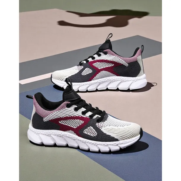 Women's Colorblock Flyknit Athletic Sneakers – Fashion Running Shoes for Gym Workouts, Park Jogging and Urban Athleisure Looks