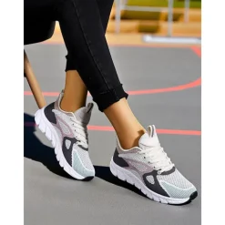 Women's Colorblock Flyknit Athletic Sneakers – Fashion Running Shoes for Gym Workouts, Park Jogging and Urban Athleisure Looks