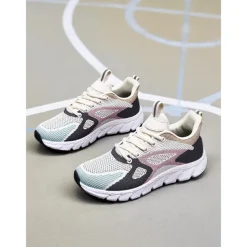 Women's Colorblock Flyknit Athletic Sneakers – Fashion Running Shoes for Gym Workouts, Park Jogging and Urban Athleisure Looks