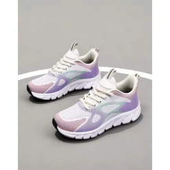 Women's Colorblock Flyknit Athletic Sneakers – Fashion Running Shoes for Gym Workouts, Park Jogging and Urban Athleisure Looks