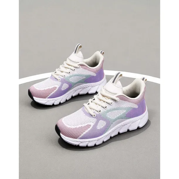 Women's Colorblock Flyknit Athletic Sneakers – Fashion Running Shoes for Gym Workouts, Park Jogging and Urban Athleisure Looks