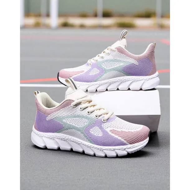 Women's Colorblock Flyknit Athletic Sneakers – Fashion Running Shoes for Gym Workouts, Park Jogging and Urban Athleisure Looks