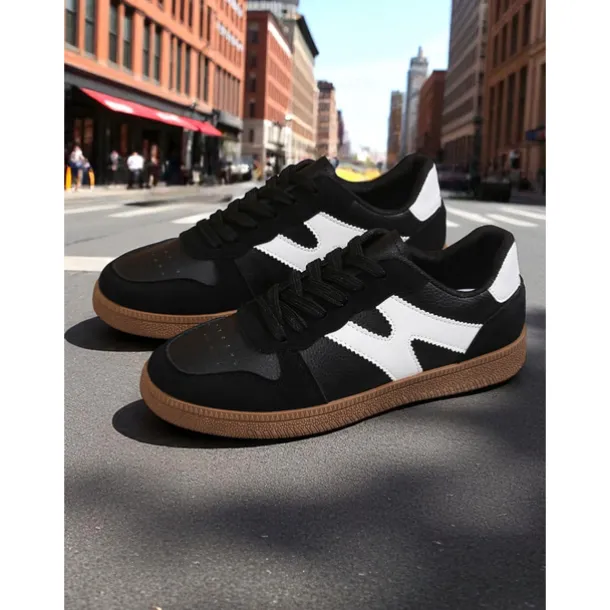 Women's Colorblock Lace-Up Casual Sneakers - Sporty College Style Walking Shoes for Daily Wear and Street Outfits