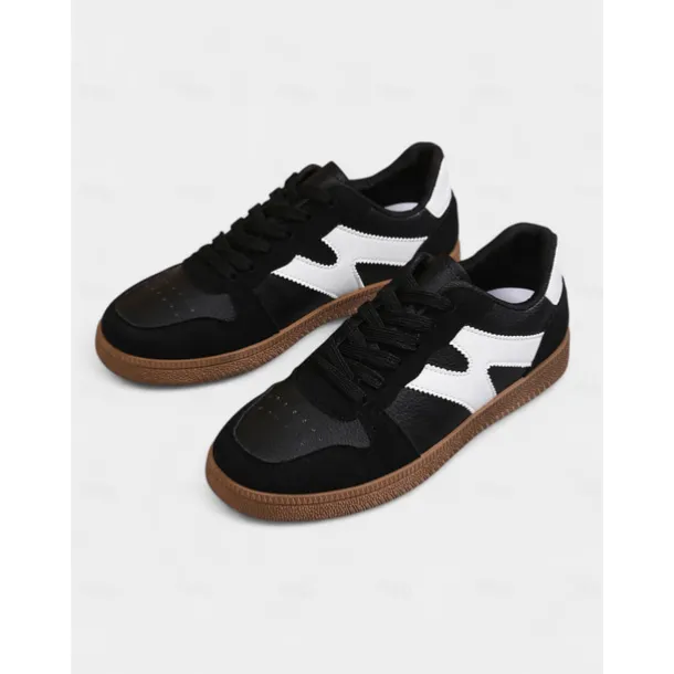 Women's Colorblock Lace-Up Casual Sneakers - Sporty College Style Walking Shoes for Daily Wear and Street Outfits