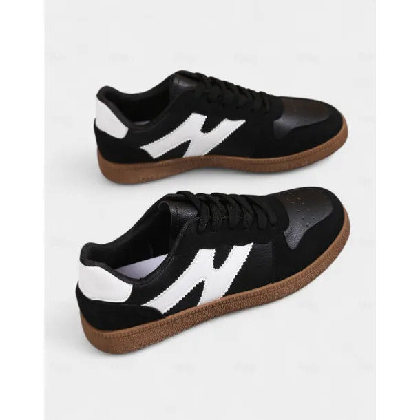 Women's Colorblock Lace-Up Casual Sneakers - Sporty College Style Walking Shoes for Daily Wear and Street Outfits