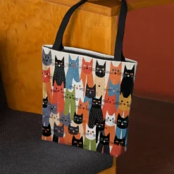 Women's Colorful Cat Pattern Tote Bag - Perfect for Cat Lovers and Everyday Use