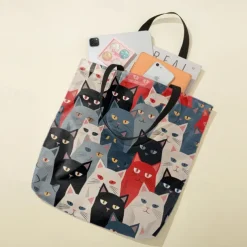 Women's Colorful Cat Pattern Tote Bag - Perfect for Cat Lovers and Everyday Use