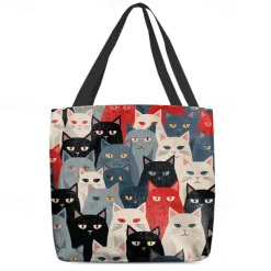 Women's Colorful Cat Pattern Tote Bag - Perfect for Cat Lovers and Everyday Use