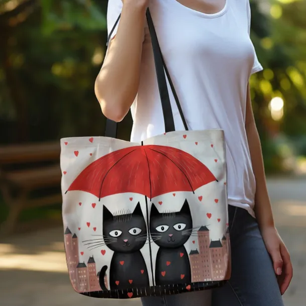 Women's Colorful Cat Tote Bag with Cute Cat Pattern | Perfect for Everyday Use and Shopping