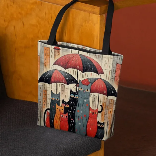 Women's Colorful Cat Tote Bag with Cute Cat Pattern | Perfect for Everyday Use and Shopping