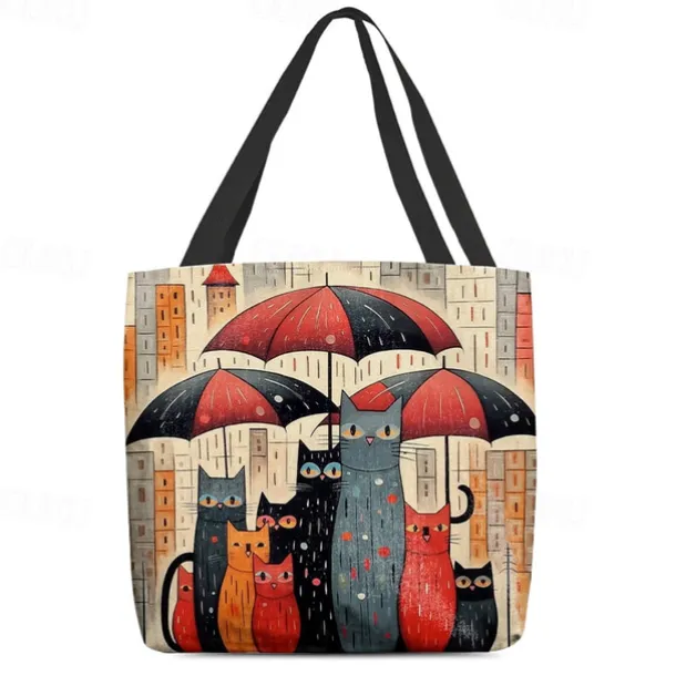 Women's Colorful Cat Tote Bag with Cute Cat Pattern | Perfect for Everyday Use and Shopping