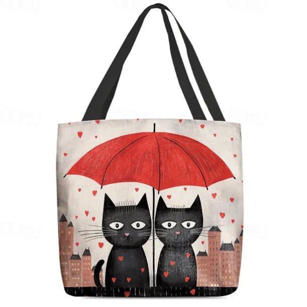 Women's Colorful Cat Tote Bag with Cute Cat Pattern | Perfect for Everyday Use and Shopping