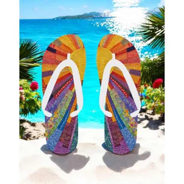 Women's Colorful Floral Flip-Flops - Vibrant Bohemian Beach Sandals for Summer Pool & Resort Wear