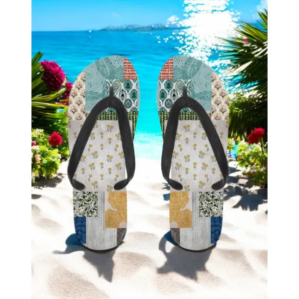 Women's Colorful Floral Flip-Flops - Vibrant Bohemian Beach Sandals for Summer Pool & Resort Wear