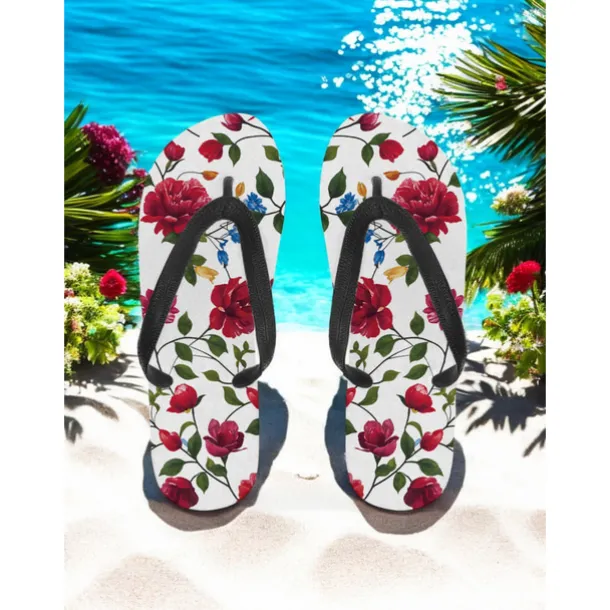 Women's Colorful Floral Flip-Flops - Vibrant Bohemian Beach Sandals for Summer Pool & Resort Wear