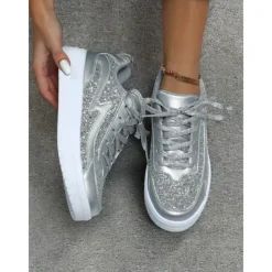 Women's Comfortable Rose Pink Glitter Sneakers Perfect for Casual & Party Wear