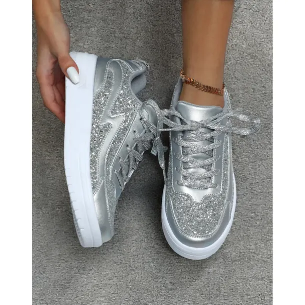 Women's Comfortable Rose Pink Glitter Sneakers Perfect for Casual & Party Wear