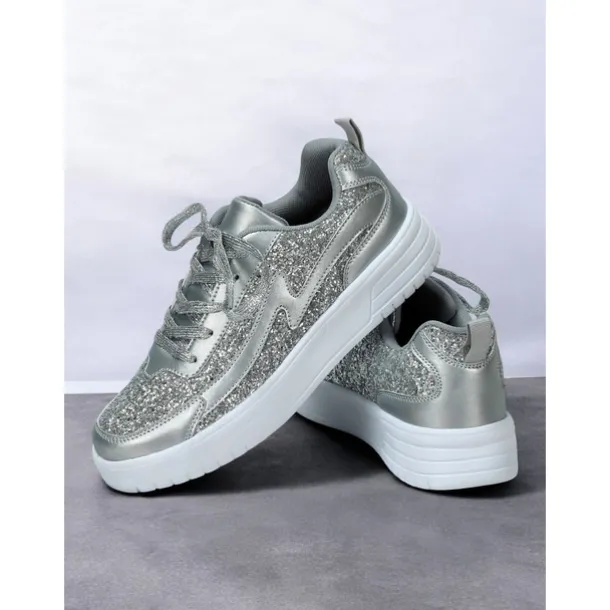 Women's Comfortable Rose Pink Glitter Sneakers Perfect for Casual & Party Wear