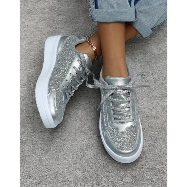 Women's Comfortable Rose Pink Glitter Sneakers Perfect for Casual & Party Wear